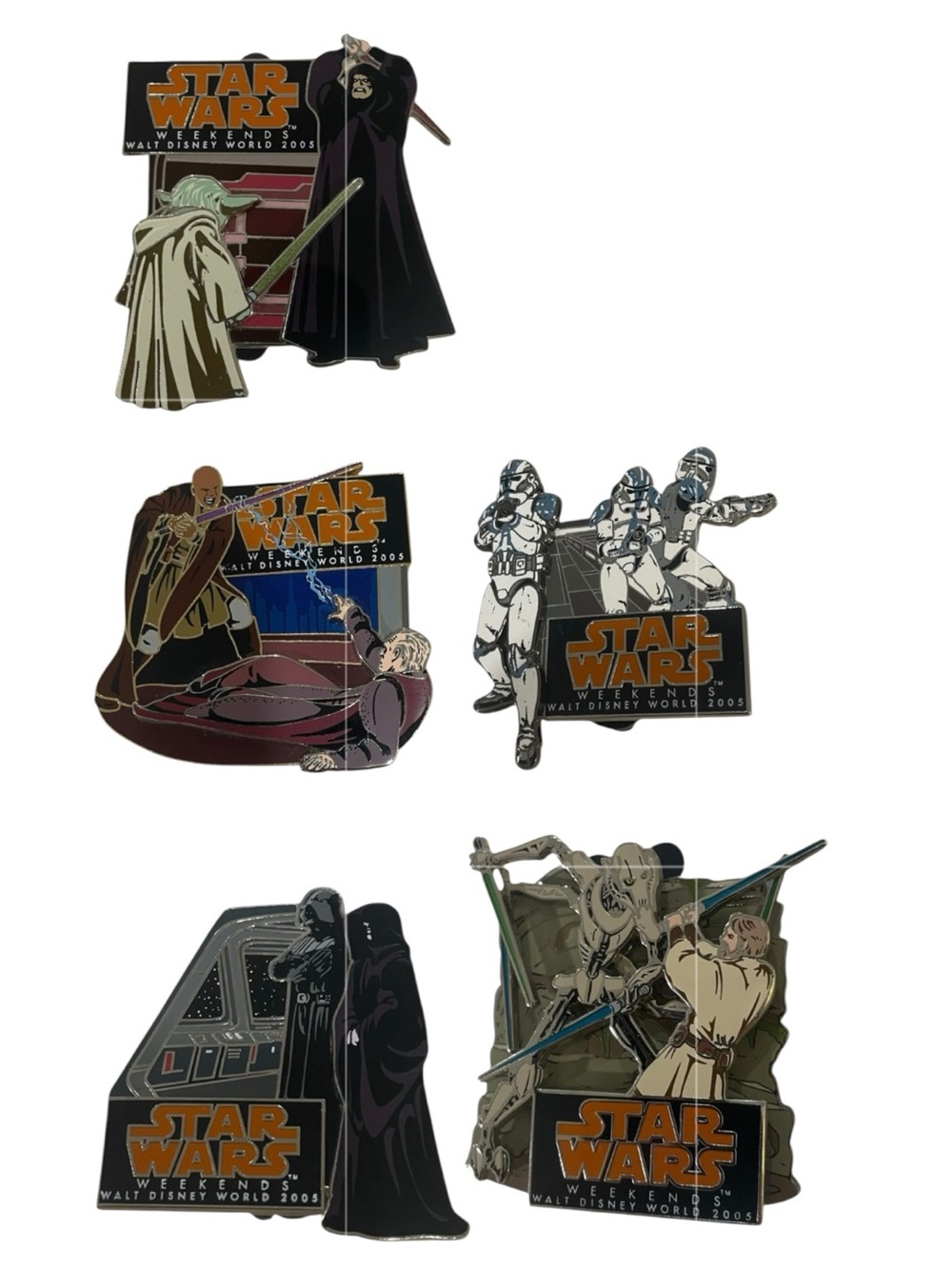 Disney Pins Set of 5 Star Wars Weekend Mace Palpatine Vader Yoda Obi-Wan LE 1000